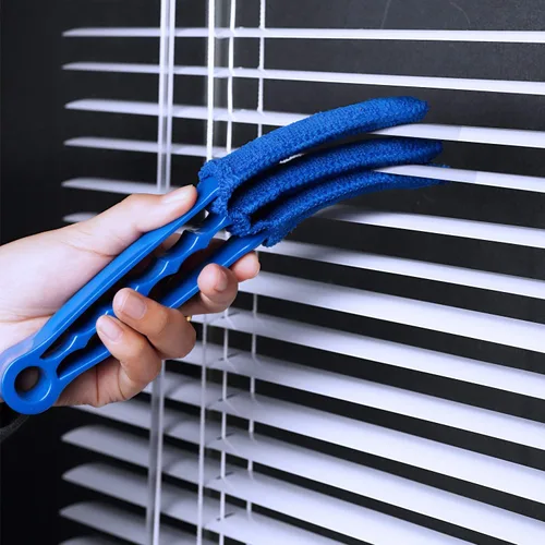 Vista 5 de Kit de cepillo limpiador de persianas de ventana, paquete de 2 cepillos con 6 fundas de microfibra, herramientas de limpieza para persianas