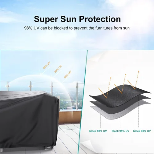 Vista 4 de Fundas para Muebles de Patio, Funda para Muebles de Exterior de Servicio Pesado Impermeable, Fundas para Juego de Sofá Seccional Funda para Juego