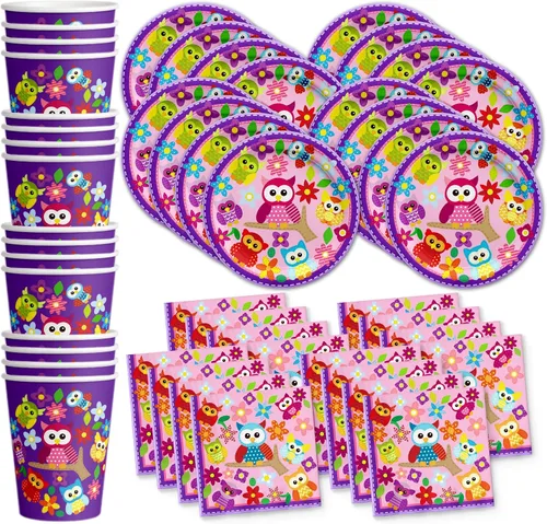 Vista 16 de Noah's Ark - Juego de suministros para fiesta de cumpleaños, platos, servilletas, vasos, vajilla para 16