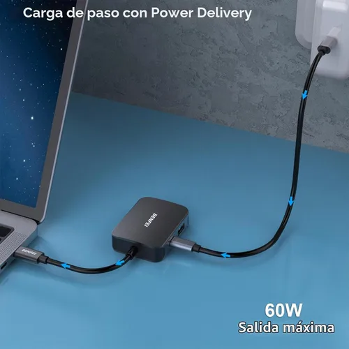 Vista 7 de BENFEI USB C HUB 4 en 1, adaptador USB tipo C a HDMI VGA, adaptador USB C a USB, entrega de energía USB tipo C, compatible con iPhone 15 Pro/Max