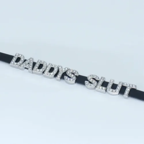 Vista 5 de Gargantilla de Daddy's SLUT, gargantilla de diamantes de imitación para mujer, princesa de miel, lindo collar sexy de papá para niñas, collar