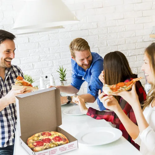 Vista 4 de MT Products Caja de Pizza Delgada 10" x 10" x 2" - Cajas de Pizza con Esquinas de Cierre Profundo (Paquete de 10) - Hecho en EE.UU