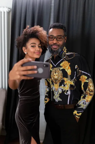 Vista 5 de Camisas de vestir con estampado floral y león dorado para hombre de manga larga abotonadas de lujo