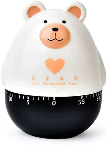 Vista 10 de Encantador oso de dibujos animados temporizadores mecánicos 60 Minutos Maquinaria Cocina Gadget Temporizador de cocina Reloj de alarma fuerte Marrón