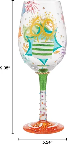 Vista 10 de Enesco Designs by Lolita Happy 60th Birthday - Copa de vino artesanal pintada a mano, 15 onzas, multicolor