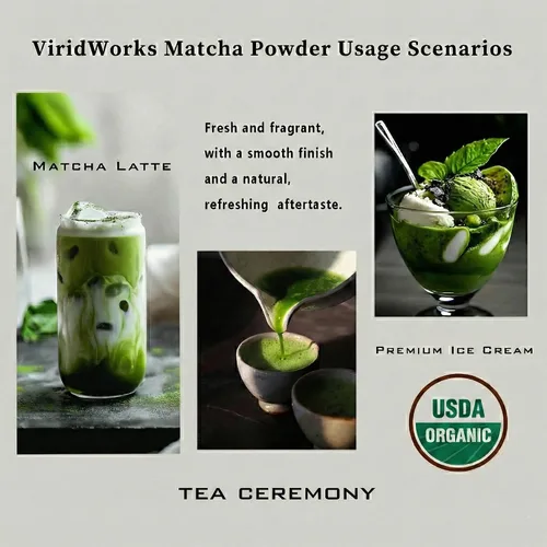 Vista 6 de Viridworks Paquetes de té verde matcha orgánico en polvo – grado ceremonial (primera cosecha de primavera) – Paquetes de una sola porción sin azúcar
