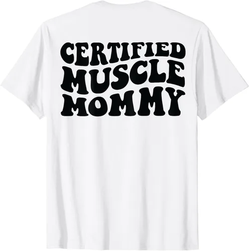 Vista 2 de Camiseta certificada Muscle Mommy en la espalda, Blanco