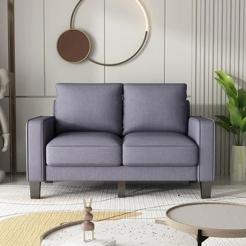 Vista 4 de CITYLIGHT Juego de sofá de 2 piezas de 2+3 plazas con espacio de almacenamiento y patas de madera maciza, juego de sala de estar tapizado con sofá