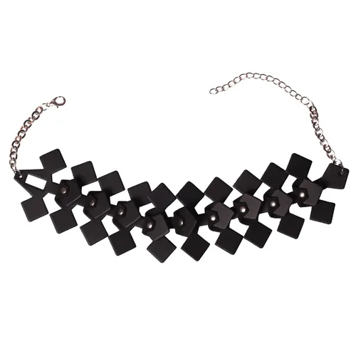 Vista 3 de Peluca corta mitad negra, mitad blanca, rizada, con collar y máscara, para mujer