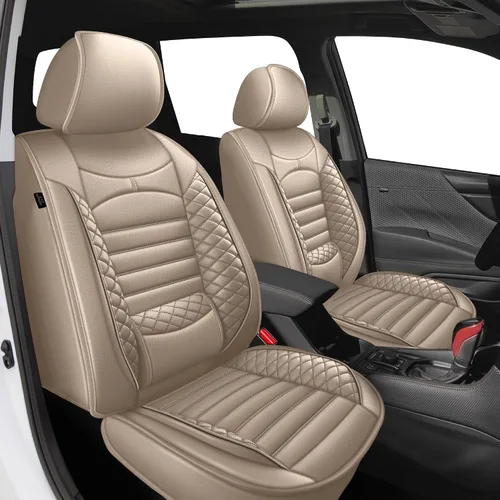 Vista 29 de 2 Fundas de Asiento Delantero Compatibles con Honda HRV Sport, LX, EX, EX-L, Touring 2016-2025 - Fundas de Asiento de Cuero Impermeables y #014 Beige