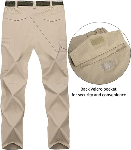 Vista 2 de Pantalones de senderismo para hombre, ligeros, transpirables, con 6 bolsillos, para verano, casual, de secado rápido, impermeables, pantalones