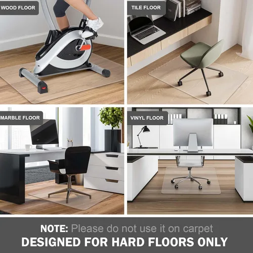 Vista 5 de Alfombrilla transparente para silla de 36"x48" para suelos de madera dura - Protector de alfombrilla para escritorio de oficina, fácil deslizamiento