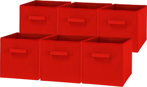 Vista 11 de Simple Houseware Contenedores de almacenamiento plegables de 11 pulgadas, color beige, paquete de 6 cubos de tela organizadores para armario
