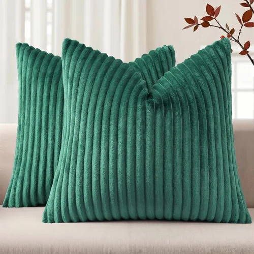 Vista 45 de Simmore Juego de 2 fundas de almohada decorativas de verano de 16 x 16 pulgadas, fundas de almohada suaves de franela de felpa natural de doble cara