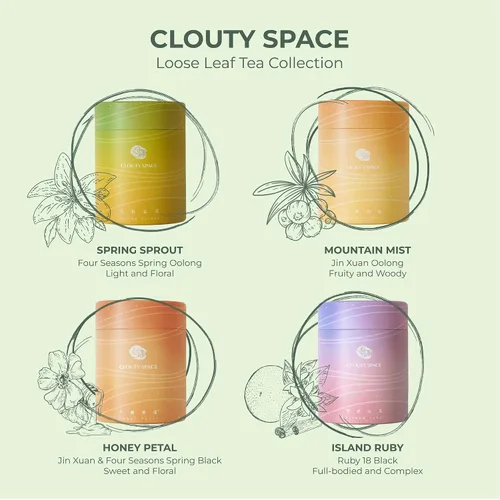 Vista 6 de Clouty Space, Auténtico té negro de Taiwán, Farm Direct, regusto floral, pétalo de miel, hoja suelta, tubo de papel de 1.41 onzas