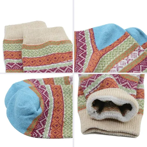Vista 6 de Zando Athletic Sports Knit Pattern Womens Winter Socks Crew Cut Cashmere Retro Thick Warm Soft Wool Socks