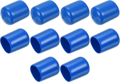 Vista 263 de uxcell 10 tapas de goma para extremos de 0.591 in de identificación, tapa de extremo redondo, protectores de rosca de tornillo, color negro