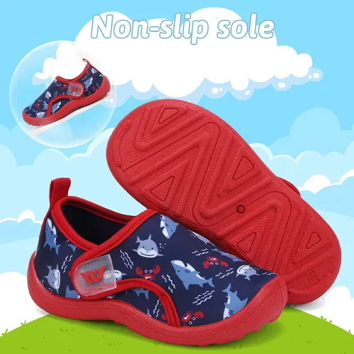Vista 6 de FANTURE Zapatos de agua para niños y niñas, lindas sandalias acuáticas, playa, piscina, parque acuático, tenis acuáticos, para niños pequeños