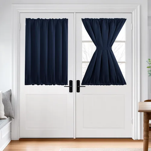 Vista 51 de Deconovo Cortinas opacas para puerta, bolsillo para cortinero y cortinas de bloqueo con aislamiento térmico para dormitorio, 137.16 x 189.2 cm, azul