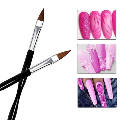 Vista 4 de Juego de 10 pinceles para arte de uñas, pinceles de gel y acrílicos para Negro