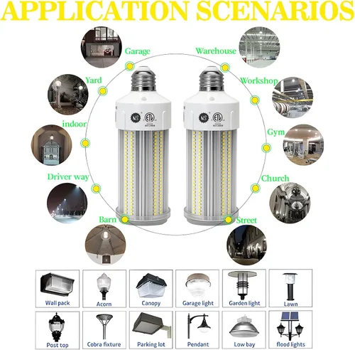 Vista 6 de NS Bombillas LED de maíz de 9000 lúmenes, superbrillantes (equivalente a 600 W), A19 60W E26 5000K luz diurna, ahorro de energía del 90%,