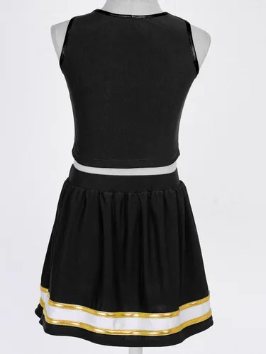 Vista 5 de Nikiikoo Disfraz de líder de animadora para niñas y niñas, uniforme de animadora, disfraz de fiesta de Halloween