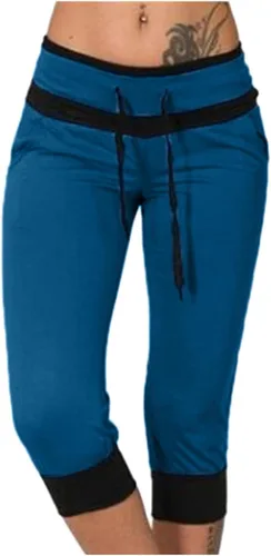 Vista 71 de Pantalones capri para mujer, estilo casual, de verano, elásticos, de cintura alta, pantalones de yoga, ajuste atlético, pantalones deportivos