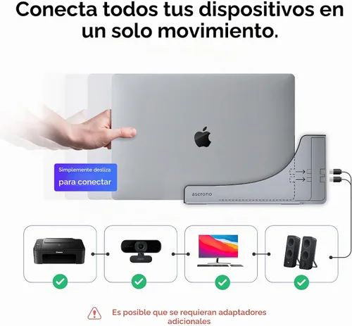 Vista 5 de Base para Apple MacBook Air de 13" - Estación de acoplamiento - Conecta pantallas duales con dos puertos Thunderbolt 4 USB-C - Hub de estación