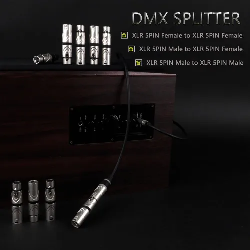 Vista 2 de Adaptador XLR, conector hembra de 5 pines a hembra de 5 pines para extensión de micrófono mezclador de audio DMX, paquete de 2 5PIN XLR hembra a