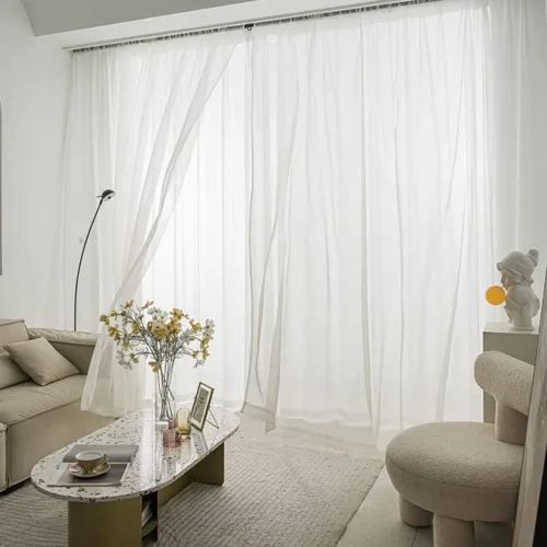 Vista 11 de Cortinas semitransparentes para ventanas de 50 pulgadas de largo, 52 pulgadas de ancho, juego de 2 paneles de cortinas traslúcidas, bolsillo