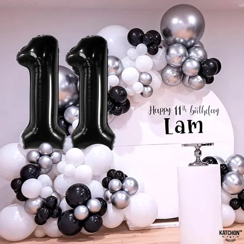 Vista 7 de KatchOn, Globo negro gigante del número 11 de 40 pulgadas, globos negros 11 para decoraciones de cumpleaños de 11 años para niños, globos negros