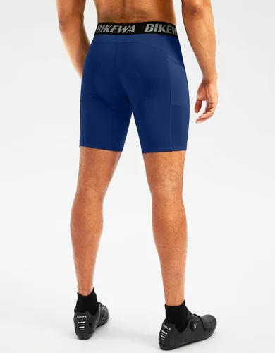 Vista 3 de Bikewa Ropa interior de ciclismo para hombre, con acolchado 3D, con bolsillos laterales