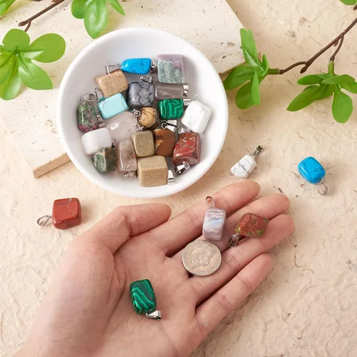 Vista 6 de Beadthoven - 24 dijes de piedras preciosas irregulares naturales, piedras curativas mixtas, chakras, reiki, pepita, piedras preciosas para hacer