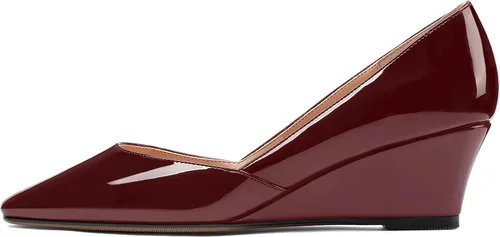 Vista 2 de MODENCOCO Zapatos de tacón bajo con cuña de tacón bajo para mujer, con puntera cuadrada, 2 pulgadas