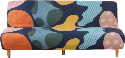 Vista 11 de WOMACO Funda Elástica para Futón Fundas para Sofá Cama Tamaño Full Twin Queen Negro Sin Brazos Protector de Sofá Loveseat con Fondo Elástico