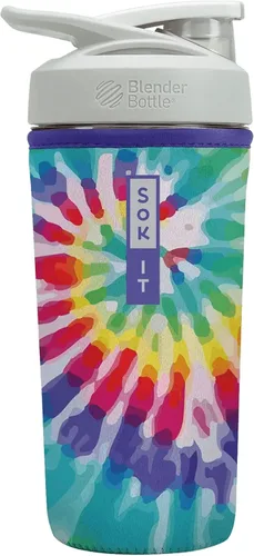 Vista 10 de Sok It BotlSok Botella Mezcladora de Proteínas con Funda Aislante de Neopreno (Floral Abstracto, Se Ajusta a Mezcladoras de 24oz)