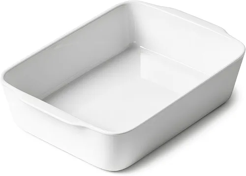 Vista 13 de HOMBENE - Cacerola blanca de 1.2 cuartos de galón, bandeja para lasaña para horno, utensilios para hornear, pequeña fuente de cerámica para hornear