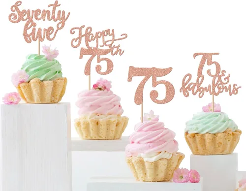 Vista 58 de Rsstarxi Paquete de 24 adornos con purpurina para cupcakes de 30 cumpleaños, treinta y 30 fabulosas selecciones de cupcakes, decoraciones para feliz