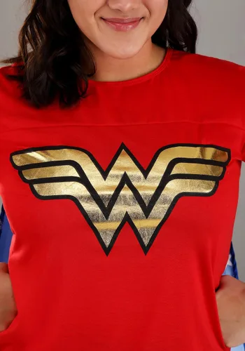 Vista 4 de Plus Size Women's Wonder Woman Costume, Red White & Blue Outfit with Cape & Crown Accessory Superhero Costume