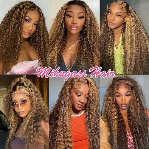Vista 6 de Extensiones de cabello humano real rizado con clip, 4/27/4, ombré, rizado con clip, para mujer, 3C y 4A (12 pulgadas, #4/27/4)