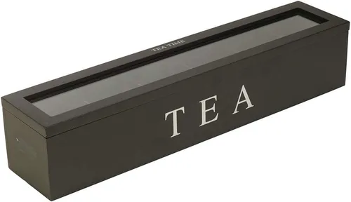 Vista 6 de AYNEFY Organizador de almacenamiento de caja de té, caja de almacenamiento de té con 5 ranuras, caja de almacenamiento de té, organizador de caja