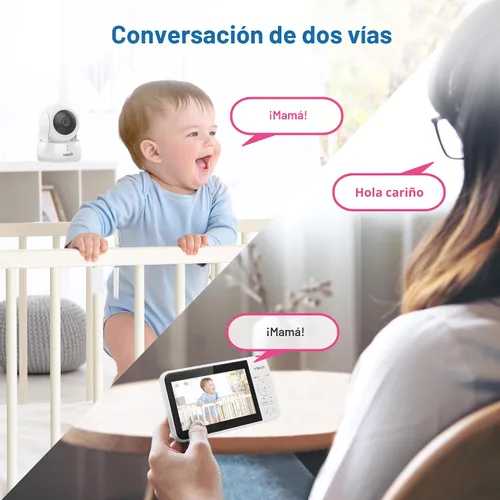 Vista 9 de VTech Monitor de bebé sin WiFi, pantalla de 5 pulgadas y zoom panorámico remoto para recién nacidos, a prueba de piratas, batería de 17 horas, rango