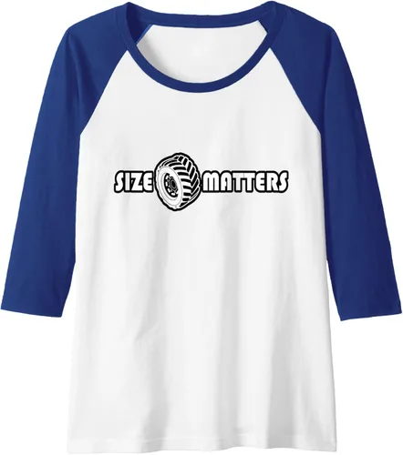 Vista 4 de Size Matters Shirt Tire Car Guy shirt Off Road Raglan Baseball Tee