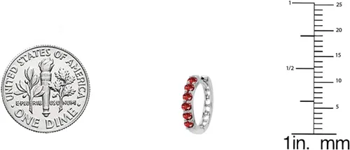 Vista 2 de Dazzlingrock Collection Round Ruby Single Row Huggies Hoop Earrings for Women in 18K Solid Gold