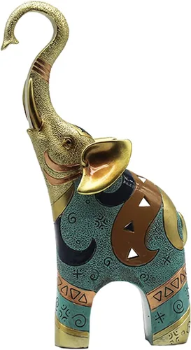 Vista 8 de Decoración de elefante de buena suerte para el hogar, pequeñas figuras y estatuas de elefante (2 piezas medianas)