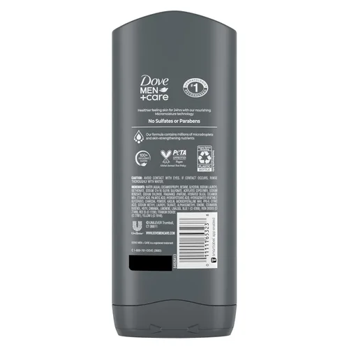 Vista 2 de DOVE MEN + CARE Jabón para el cuerpo y rostro con carbón purificante y arcilla con tecnología Micromoisture nutritiva de 24 horas para hombres, 398