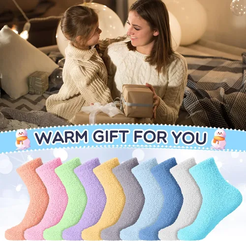 Vista 7 de Toulite 80 pares de calcetines de invierno mullidos para mujeres y niñas, a granel, para donaciones benéficas, antideslizantes, largos y esponjosos