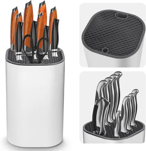 Vista 10 de Ninonly Bloque de Cuchillos Sin Cuchillos 2 en 1 Soporte Universal Cuadrado para Cuchillos de Cocina con Ranura para Tijeras que Ahorra Espacio