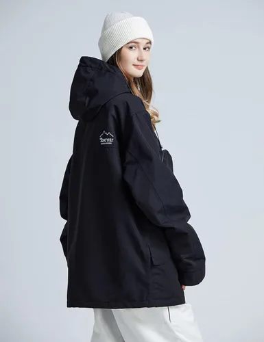 Vista 3 de Chaqueta de esquí impermeable para mujer, abrigo de nieve cálido de invierno, chaqueta de snowboard con capucha
