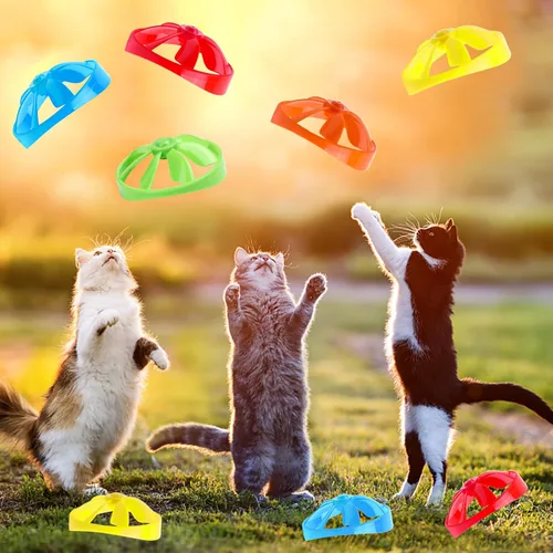 Vista 7 de FOIMAS 17 piezas de juguetes interactivos para gatos con hélices voladoras para gatos en interiores y exteriores, persiguiendo entrenamiento, caza